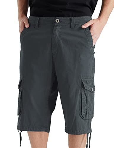 BEST SOUTH Men's Casual Long Cargo Shorts 13 Inches Relaxed Fit with Pockets — Dark Grey