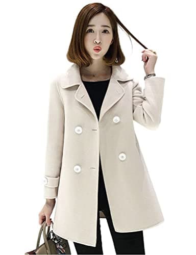 Women's Wool Peacoat for Fall and Winter — Beige 01