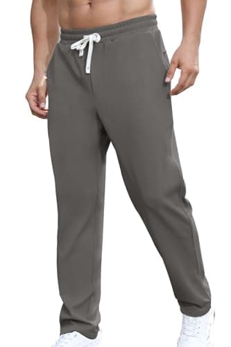 Aiyino Men's Casual Elastic Waist Jogger Pants with Pockets — Darkgrey