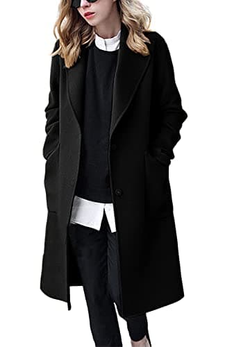 Chouyatou Women's Winter Formal Wool Overcoat — Black