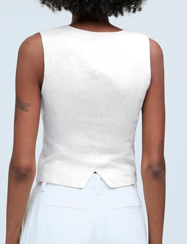 Linen Sleeveless Blazer Vest for Women