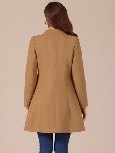 Allegra K Women's Elegant V-Neck Winter Overcoat