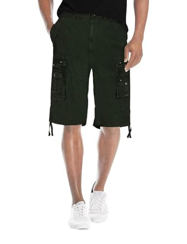FAIRFAX Ethanol Fried-Denim Mens Belted Cargo Shorts