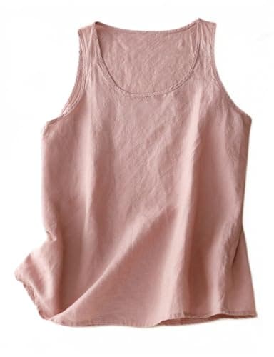 Linen Tank Tops for Women — Pink