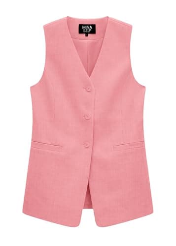Mina Self 2025 Women's Lightweight Linen V-Neck Summer Blazer — Pink