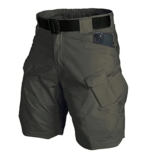 Yameekamulga Men's Water-Resistant Tactical ShortsCargo Hiking Fishing Cotton Blend — T# Dark Green