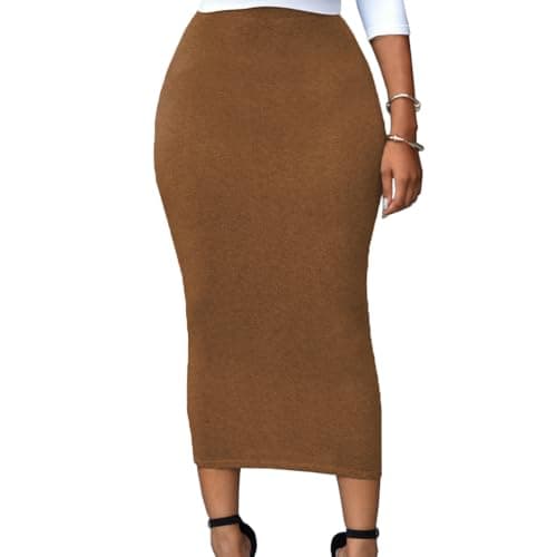 Lrady Women's High Waist Slim Maxi Pencil Skirts for Night Out Party — Coffee