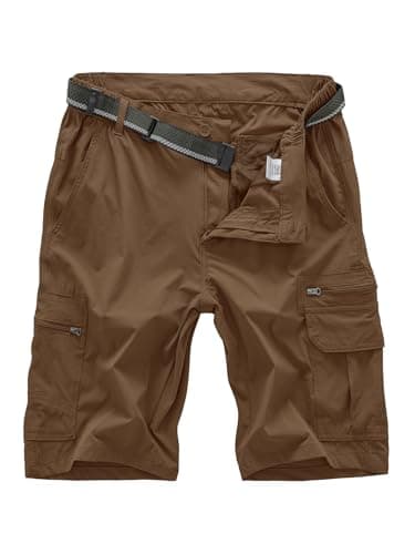 Jessie Kidden Men's Lightweight Quick Dry Water Resistant Fishing Hiking Shorts — Coffee