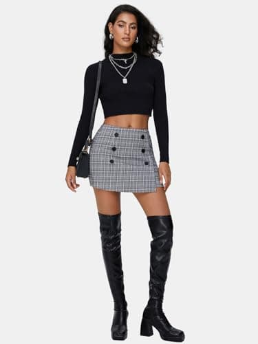 Plaid Bodycon Mini Skirts for Women: Trendy Winter Y2K Fashion