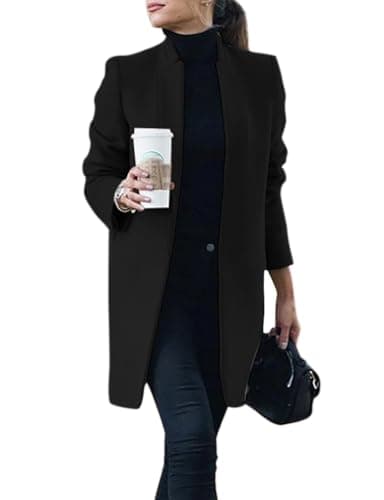 Women's Wool Peacoat with Pockets for Fall/Winter — Black