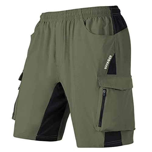 VAYAGER Men's Lightweight Casual Hiking Cargo Shorts Multi Pocket Outdoor Travel Shorts — Army Green