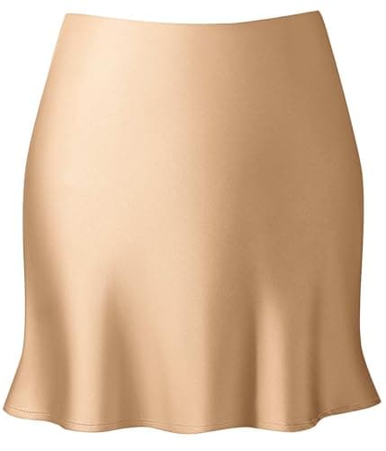 Women's Reaowazo Satin High Elastic Ruffle Waist Short Skirt — A-khaki