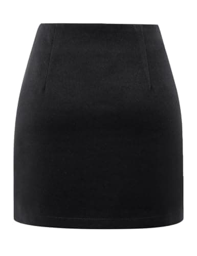 High Waisted Wool Plaid Mini Skirt with Slit for Women by IDEALSANXUN