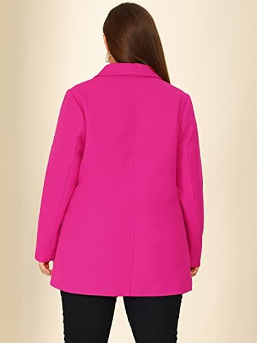 Agnes Orinda Plus Size Notched Lapel Double Breasted Long Coat