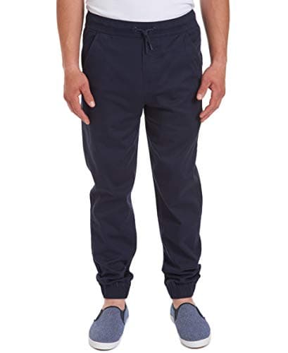 IZOD Men's Young Jogger Pants with Drawstring Elastic Waistband — Navy