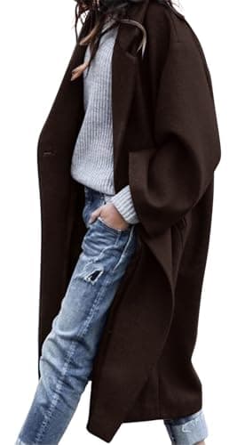 CHARTOU Women's Oversized Wool Blend Midi Trench Coat — Coffee