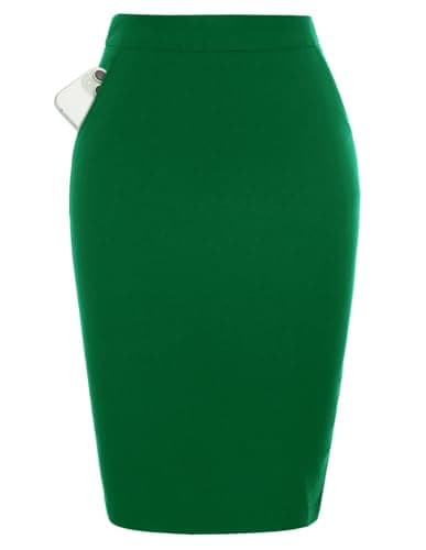 Kate Kasin Women's Knee-Length Stretchy Elastic Waist Business Pencil Skirt