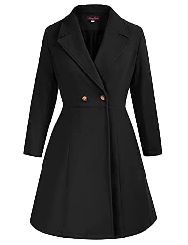 Hanna Nikole Women's Plus Size Wool Trench Coats — Black