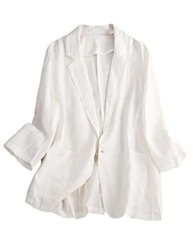 Cotton Linen Blazer Women Suit Jacket for Work