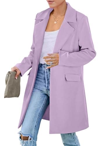 PrettyGarden Women's 2025 Long Sleeve Blazer Jackets Lapel Pockets Casual Work Outerwear — Purple