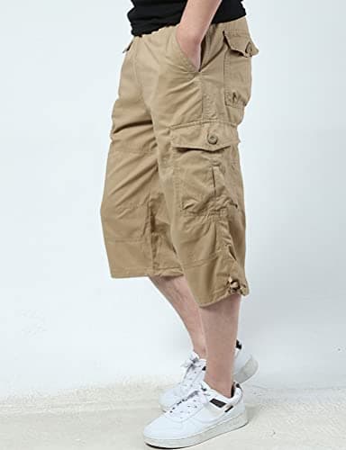 Mens Cotton Cargo Shorts - Casual Baggy Hiking Summer Shorts