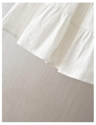 White Linen Mini Skirt 2024 Summer High Waisted A Line Tiered Pleated Cute Short Skirt for Women