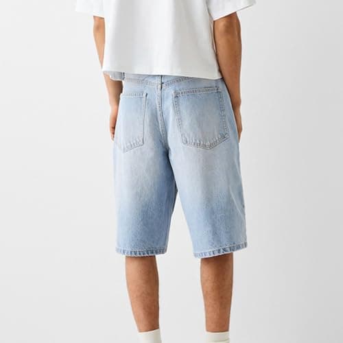 Kodaruber Men's Vintage Baggy Denim Hip Hop Jean Shorts
