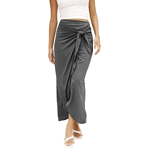 Maxi Skirt High Waist Wrap Pencil Long Skirts for Women — A-05 Gray