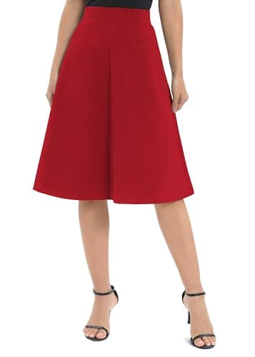 Urban CoCo Women's Elastic Flare Midi Skirt — Red