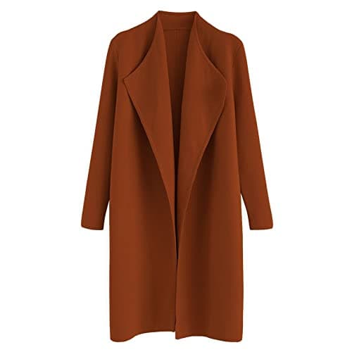 CHICWISH Women's Elegant Open Front Knit Coat Cardigan — Caramel
