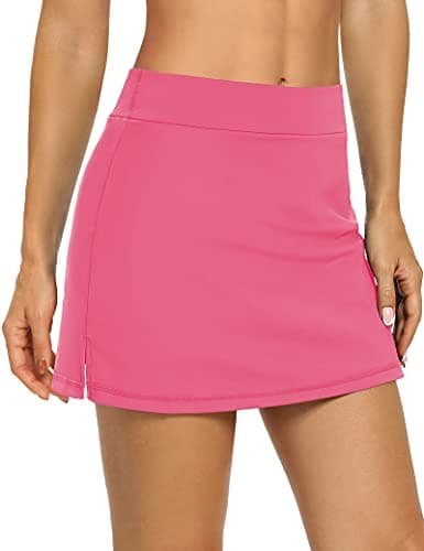 LouKeith Women's Golf Skirts Mini Skorts Summer Workout Shorts with Pockets — Pink