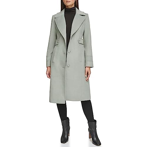 Kenneth Cole Women's Wool Blend Military Overcoat — Military Sage