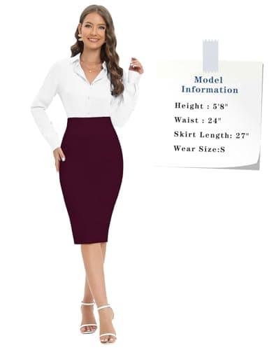Women's High Waist Pencil Skirt for Business Casual