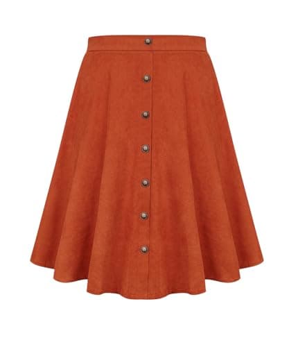 TIYOMI Women's Plus Size Stretchy Swing Corduroy Skater Skirt XL-5XL — #9_ F129_ Corduroy _ Caramel
