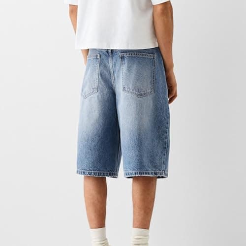 Winioder Men's Casual Baggy Jeans Shorts Wide Leg Denim Jorts