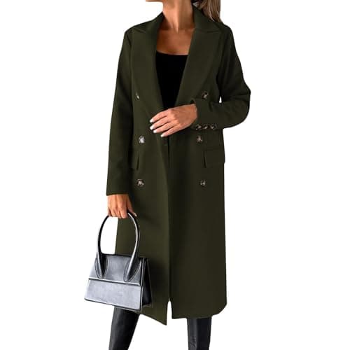 Beko Women's Slim Fit Windproof Trench Coat Wool Blend — X002-army Green