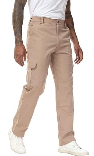 Soojun Men's Elastic Waist Relaxed Fit Stretch Cargo Pants
