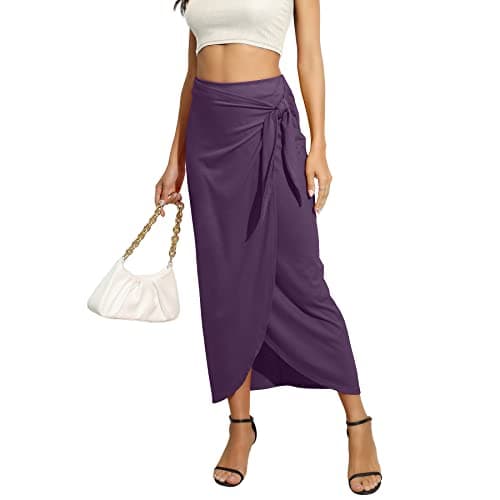 Maxi Skirt High Waist Wrap Pencil Long Skirts for Women — A-13 Dark Purple