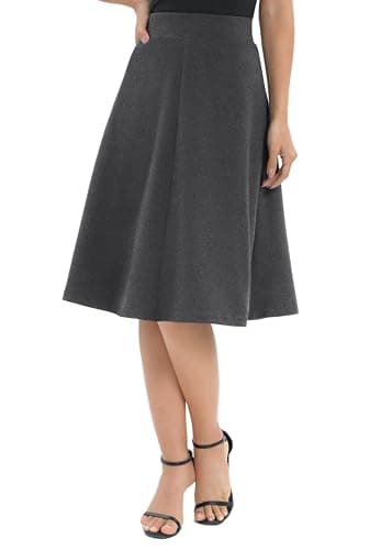 Urban CoCo Women's Elastic Flare Midi Skirt
