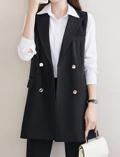 Double Breasted Sleeveless Blazer Vest for Women