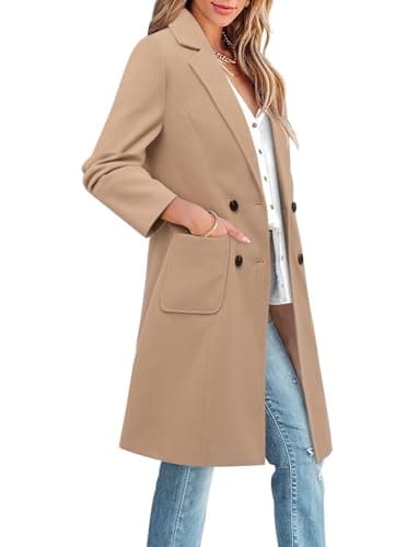 CHICZONE Women's Mid-Length Notch Lapel Double Breasted Wool Coat Winter Overwear