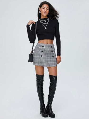 Plaid Bodycon Mini Skirts for Women: Trendy Winter Y2K Fashion