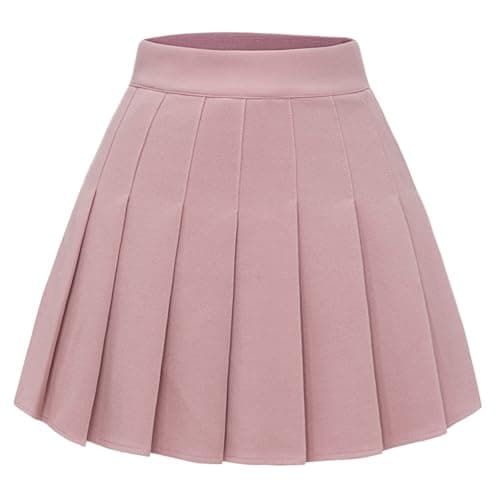 Pleated Skirts for Women: High Waist Mini Skater Tennis A-line Cheerleader — Pink