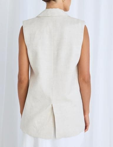 IDEALSANXUN Women's Lightweight Linen Sleeveless Blazer Vest Tops