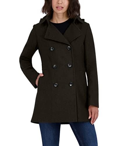 Nautica Women's Wool Blend Peacoat Winter Coat — Military Green