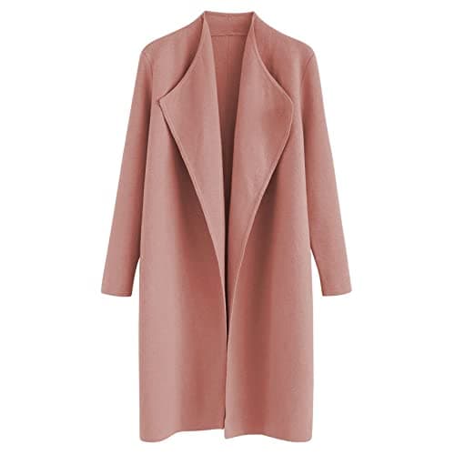 CHICWISH Women's Elegant Open Front Knit Coat Cardigan — Coral