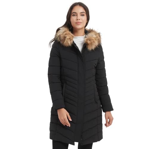 Molemsx Women's Thick Faux Fur Parka Jacket, Warm Hooded Down Alternative XS-XXL — Black-style a