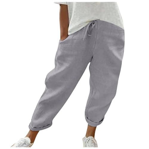Cotton Linen Bermuda Shorts Elastic Waist Cargo Shorts — 020