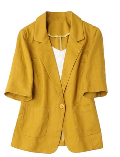 Short Sleeve Linen Blazer Casual Lightweight Suit Jackets — Ginger