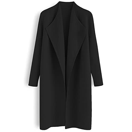CHICWISH Women's Elegant Open Front Knit Coat Cardigan — Black